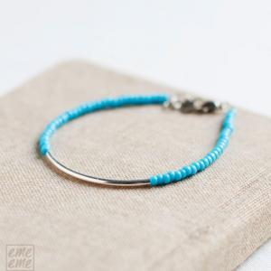 Bar Bracelet With Blue Seed Beads - Miyuki Seed..