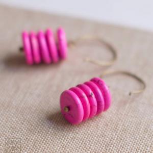 Turquoise Earrings - Pink Turquoise Beads - Neon..