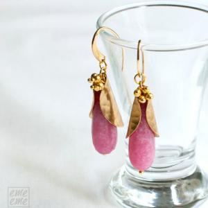 Cone Earrings - Hammered Brass Cone And Teardrop..