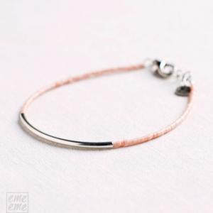 Bar Bracelet With Salmon Pink Seed Beads - Miyuki..