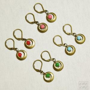 Earrings Metal Hoop And Green Glass Bead - Glass..
