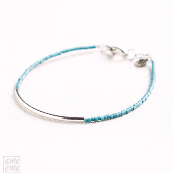 Bar Bracelet With Matte Blue Seed Beads - Blue Miyuki Seed Beads - Minimalist Bracelet - Friendship Bracelet - Glass Jewelry - Ocean Blue